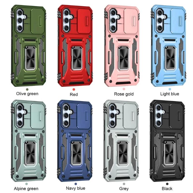 Shockproof Armor Phone Case for Samsung Galaxy A56 A36 A26 A16 A55 A35 A25 A73 Slid Camera Protect Magnetic Hybrid Ring Cover