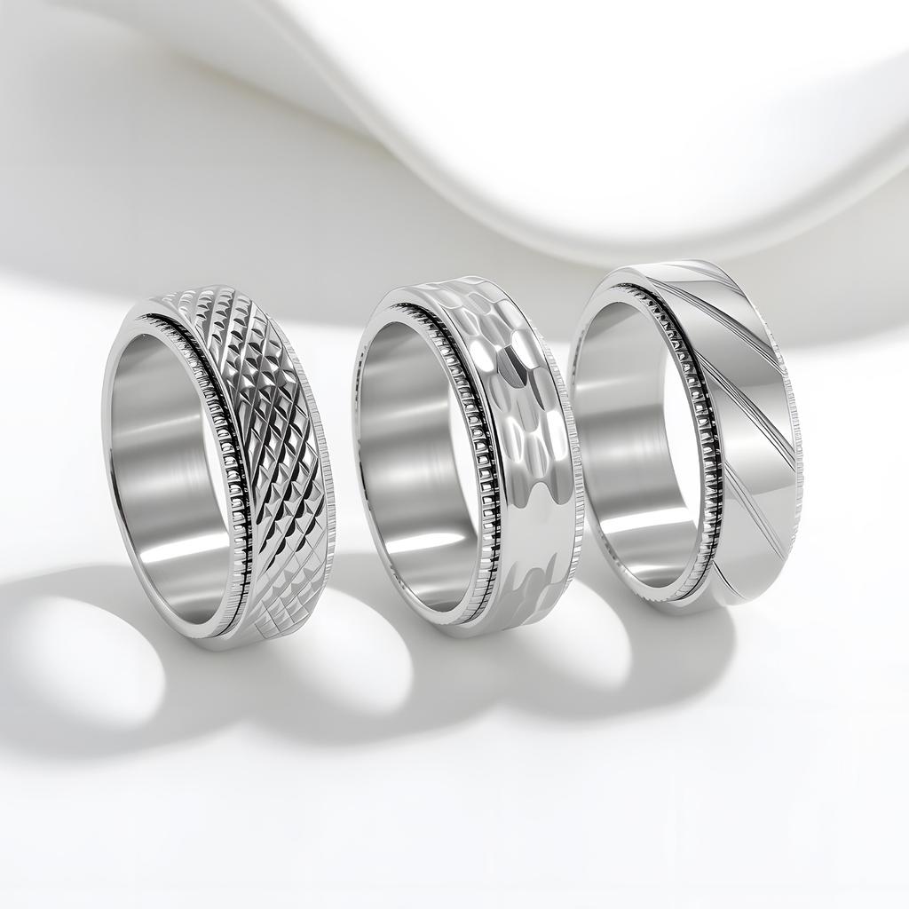 Bague Style Punk Personnalité en Acier Titane Plaqué Vide à Maille Motif 8mm Rotative