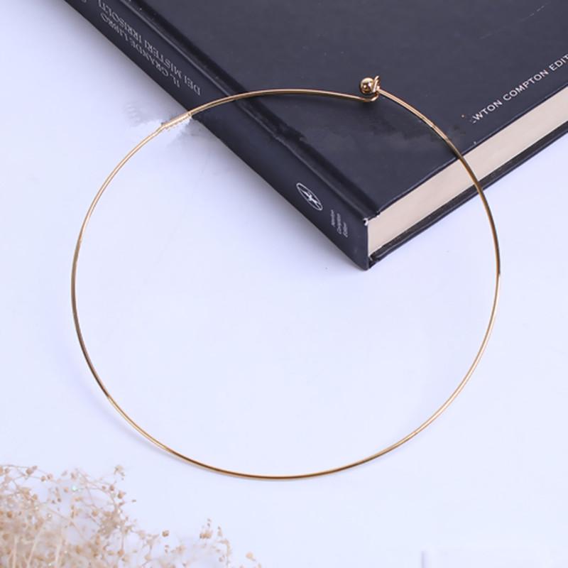 1 ΤΕΜ. 304 Ανοξείδωτο Ατσάλι Κολιέ Choker Στρογγυλό Με Αφαιρούμενο Τέλος Κάλυμμα Μπάλας Χειροποίητο DIY Κοσμήματα 45cm μήκος