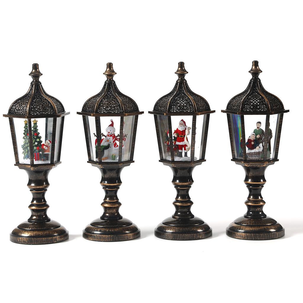 Christmas Snowman Figurine Vintage Table Lamp With Light Music And Effect Snow