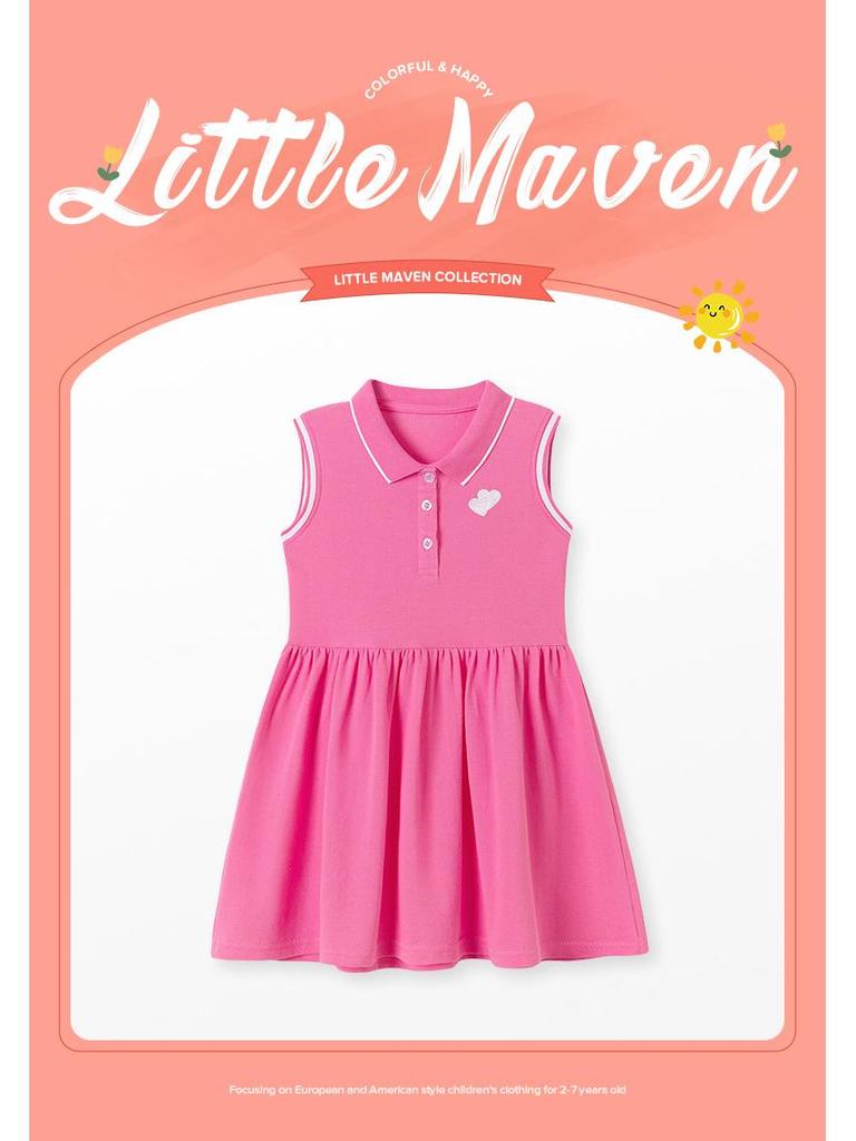 Little Maven Summer Sleeveless 100% Cotton Girls' Dress - European & American Style