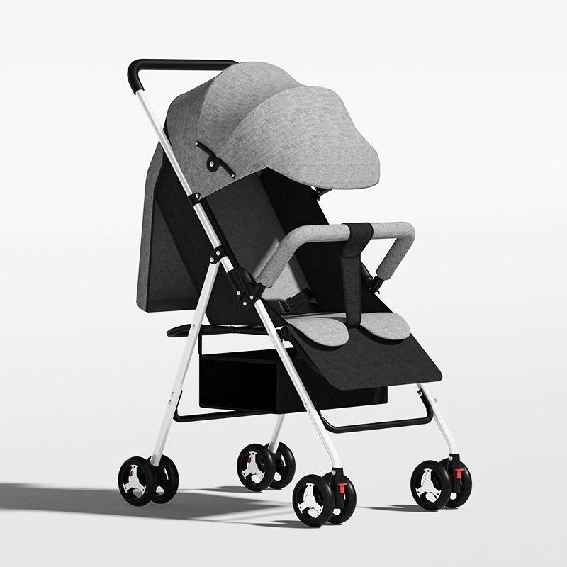 Leichter faltbarer Kinderwagen: Verstellbar, Sit-up, Vierräder, Ein-Knopf-Faltung