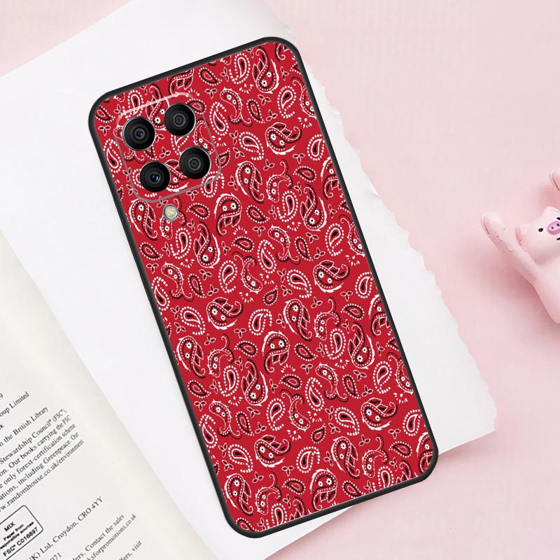 Red Bandana Paisley Case For Samsung Galaxy M13 M53 M16 M36 M56 M06 M52 M32 M12 M54 M34 M14 M35 M55 M15 M11 M31