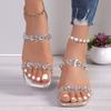 Transparent Rhinestone Heels Sandals Women's Summer Open Toe High Heels Slippers Woman Fashion Crystal Party Plus Size