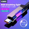 Câble de Charge Rapide RGB 120W 6A Câble de Charge USB Type C avec Lumière d'Ambiance RGB
