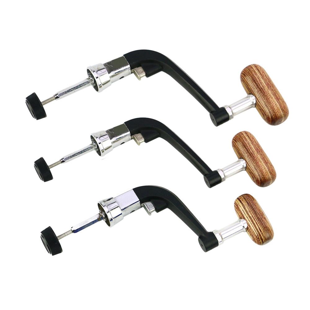 Faltbare Metall Spinnfischrolle Kurbel Schwingarm Holzknauf Für Rollen Angelzubehör