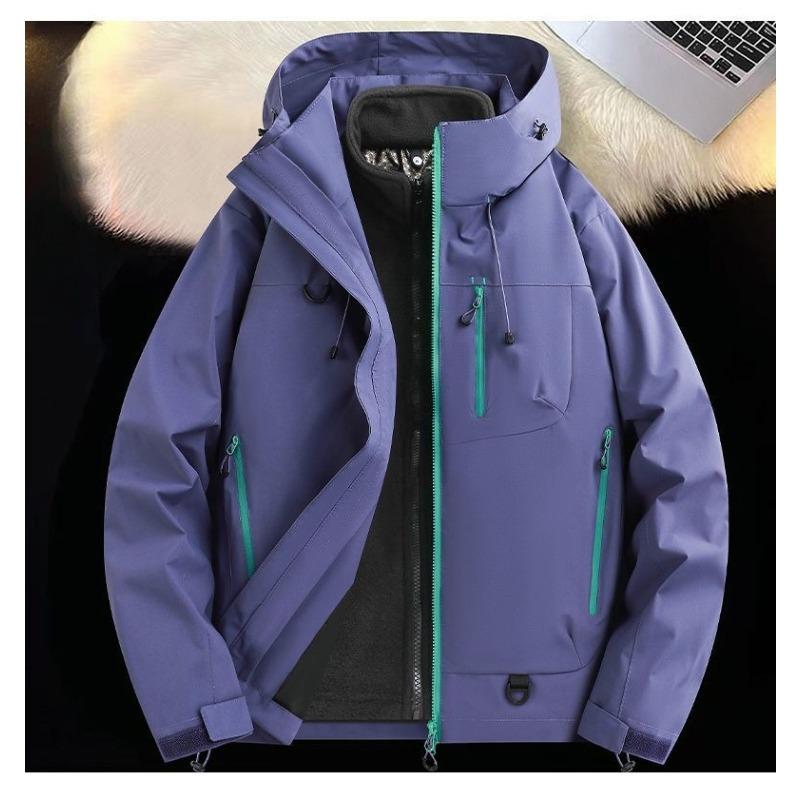 Detachable Hooded Raincoat Windproof Waterproof Jacket for Hiking Camping Outdoor Sports Men Women Three in One