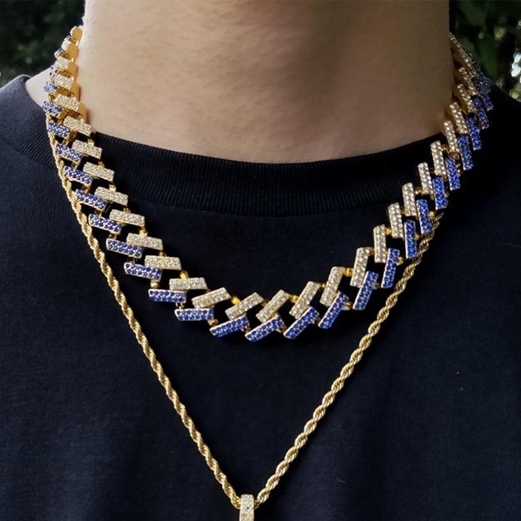 Men's Silver Curb 9ct Gold 20 Inch Singapore Style Chain 20 Inch