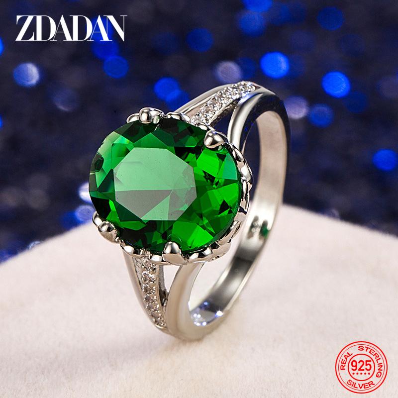 925 Sterling Silver Emerald Finger Rings for Women Fashion Wedding Jewelry 6