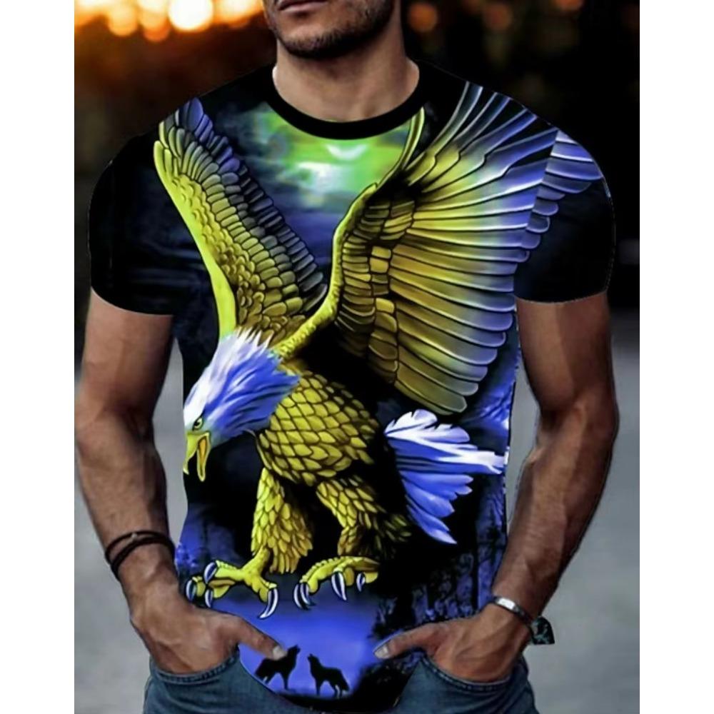 Men's 3D Printed Lightning Eagle Pattern T-Shirt