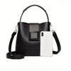 Damska skórzana torba typu bucket, stylowy uchwyt u góry, wygodny pasek na ramię, modny design, torebka na ramię, crossbody