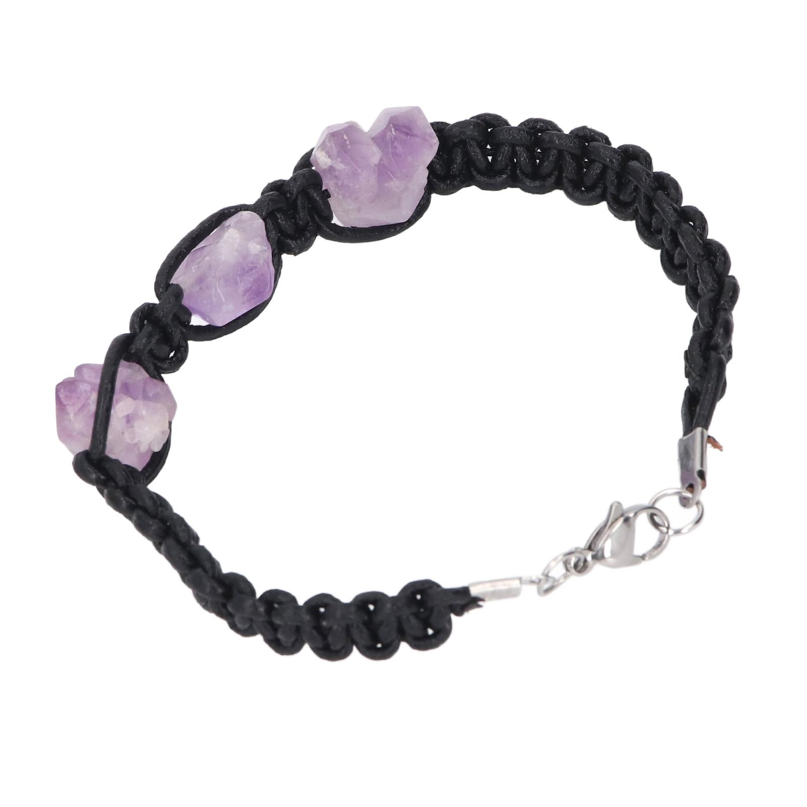 

Плетеный браслет из веревки ручной работы с нерегулярными кристаллами и камнями для ежедневного украшения или праздничного подарка