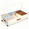 Wheeled Oxford Cloth Storage Box with Divided Shelves and Clear Dustproof Cover