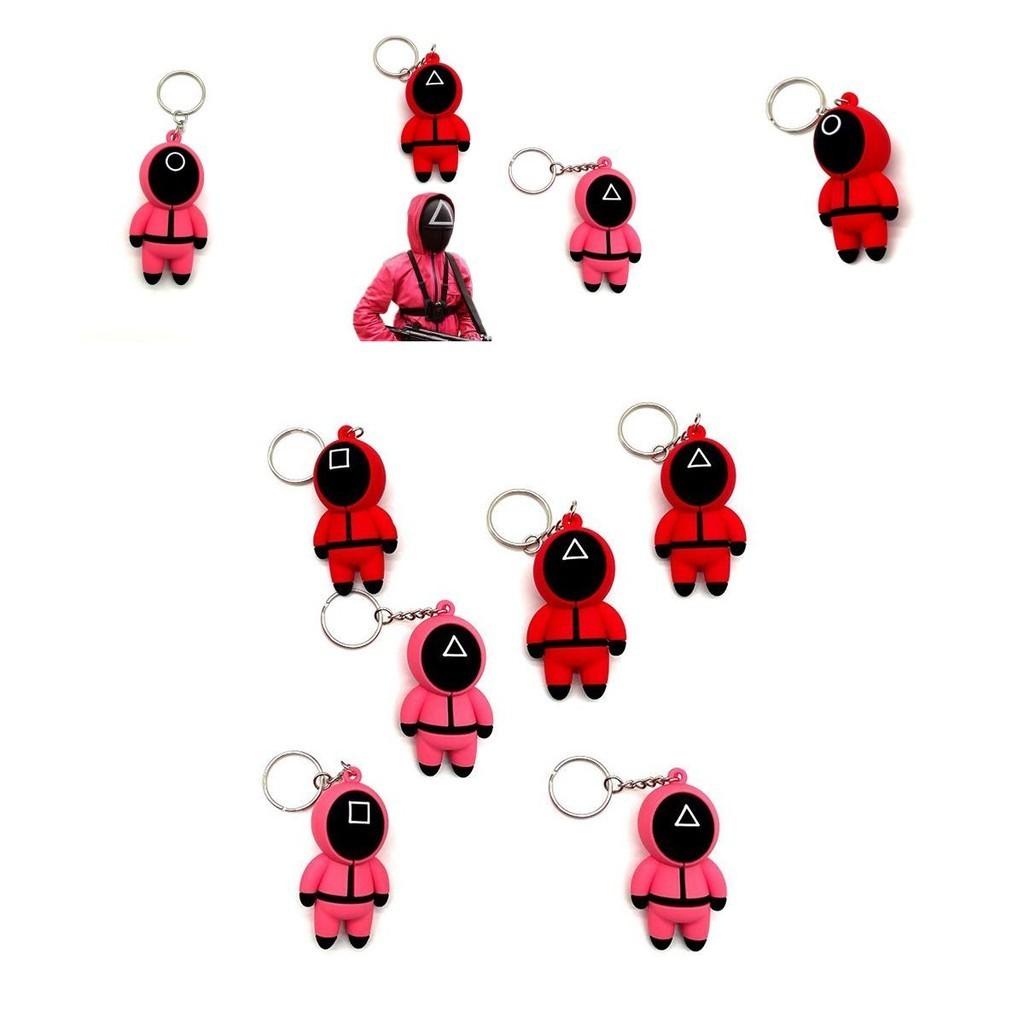 Stylish Squid Game Keychain Red Guard Staff Worker Figure Pendant For Fans