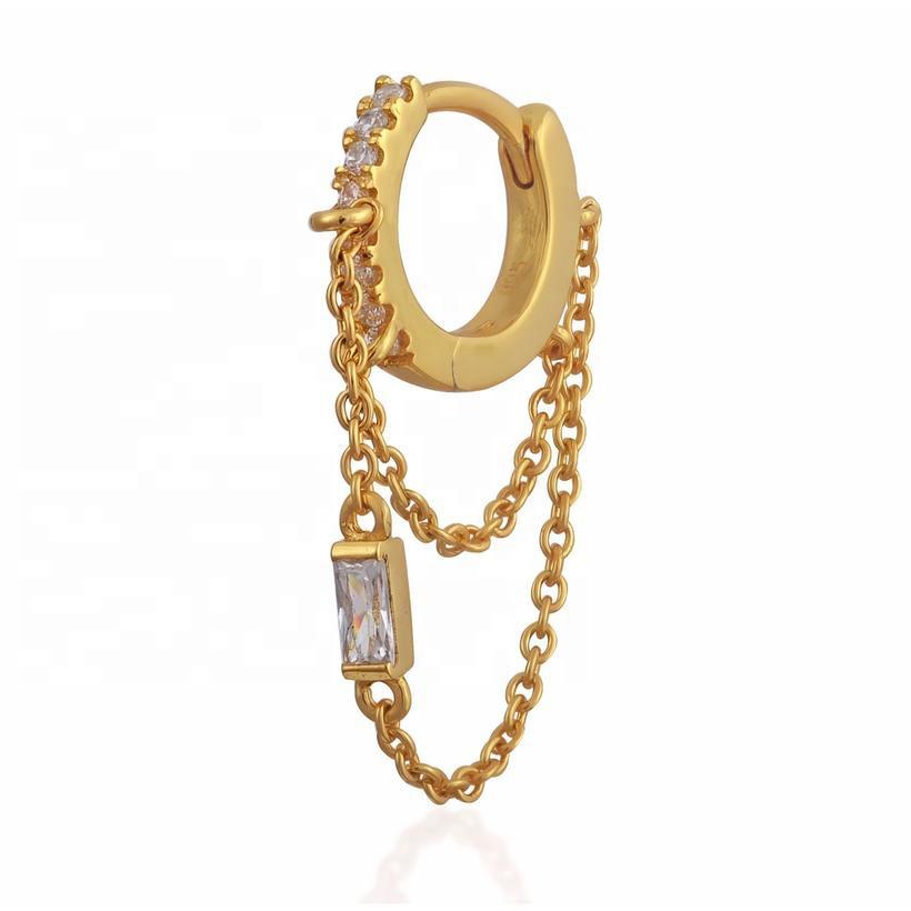 Women New Arrived Elegance Jewelry Long Double Tassel Chain Romantic Party Gift Hoop Tassel Earring