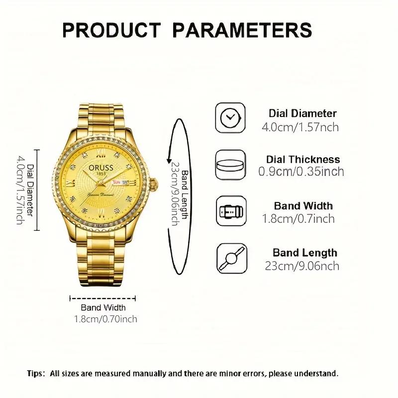 ORUSS Nowy luksusowy męski zegarek TOP marki z wodoodpornym kalendarzem Luminous męskie zegarki kwarcowe