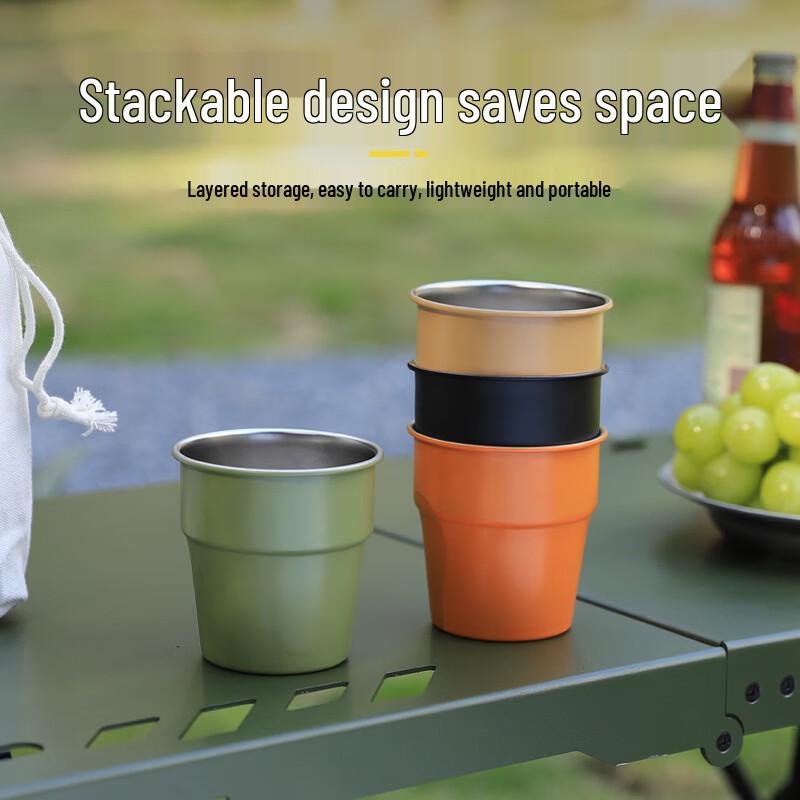 Hejiangshi HJS064 Outdoor Folding 304 Stainless Steel Stackable Cup