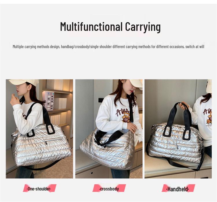 Waterproof High-Capacity Travel and Sports Bag - Unisex Shiny Design for Gym and Swimming