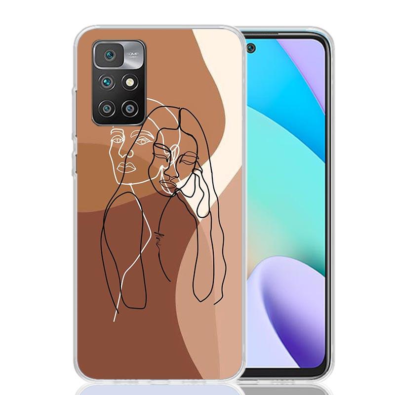 Abstract Line Women Face Case Phone Cover for Xiaomi Redmi 13 13C 14C 12 12C 10 10C 10A 9 9C 9A 9T 8 8A 7 7A 6 Pro 6A K70 K60 K4