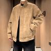 Leather Jacket Men's Casual Jacket Couple Style High Street Peach Skin Black Loose Versatile Spring and Autumn Jacket