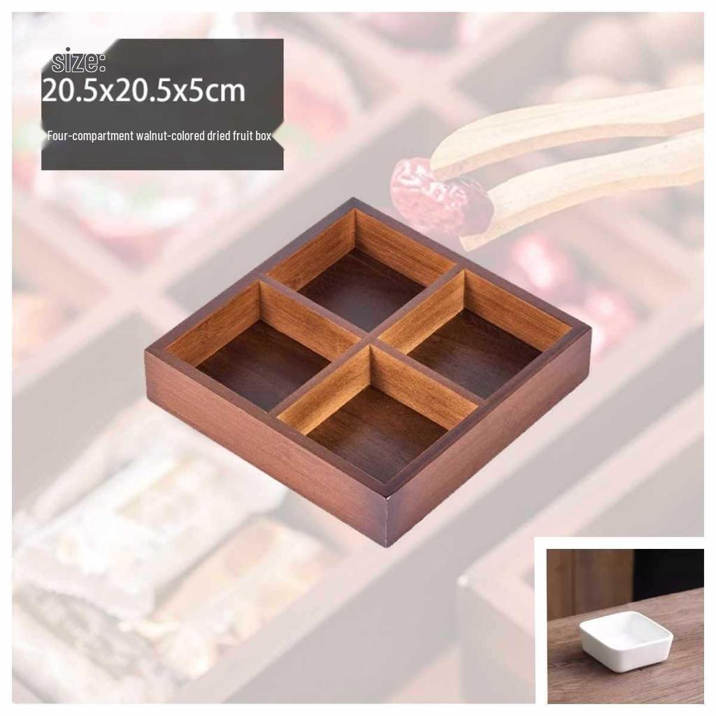 Wooden Multi-Compartment Tea Tray & Snack Plate