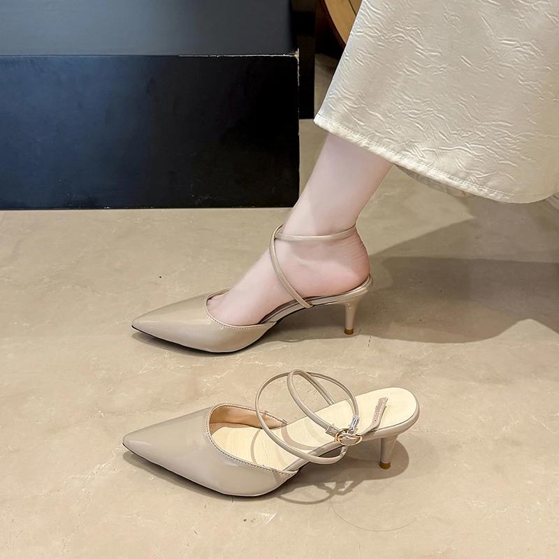 Sandales Femmes à Talons Fins Bout Pointu Polyvalentes Décontractées 2026 Mode Été Design de Niche à Lacets/à Enfiler Sandales de Ville Femmes