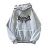 Fall Winter Unisex Hoodie Drawstring Elastic Cuff Thorn Print Thick Fleece Patch Pocket Loose Long Sleeves Pullover Warm Top
