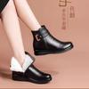 Winter Cotton Shoes with Fleece, Autumn and Winter Anti Slip and Warm Short Boots for Women, Leather Shoes