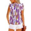 Women's sleeveless round neck colorful printed chiffon shirt