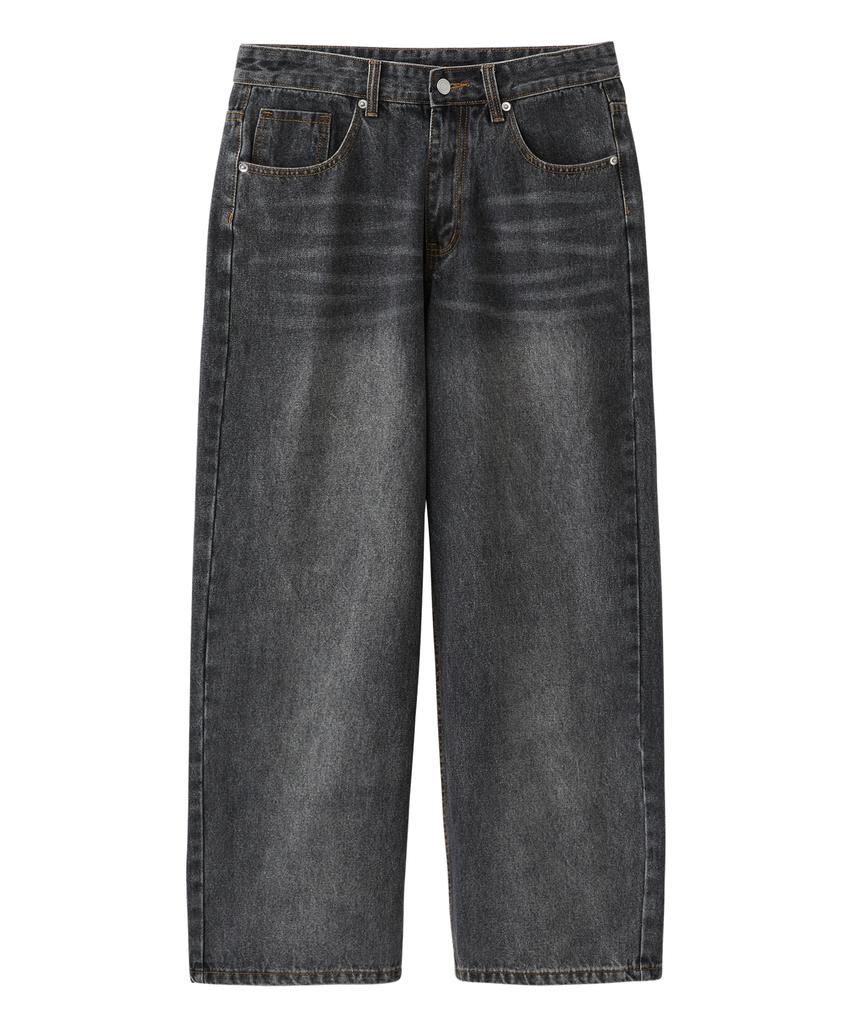 RAIMENT All Season Sand Washed Wide Denim Pants_Black Denim
