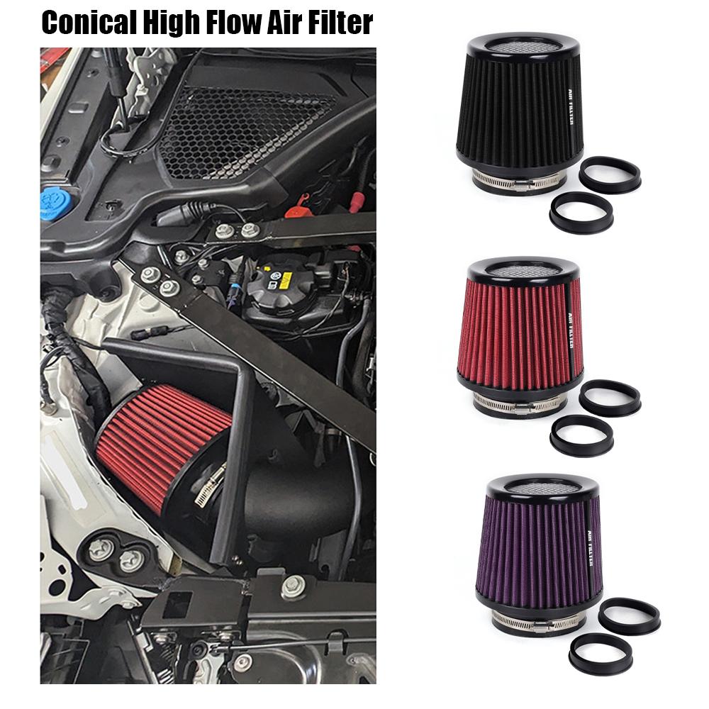 1PC Universal Durable Conical High Flow Air Filter 3 3.5 4 inch 76 89 102 mm Cold Air Intake for Race Car Modified Vehicle