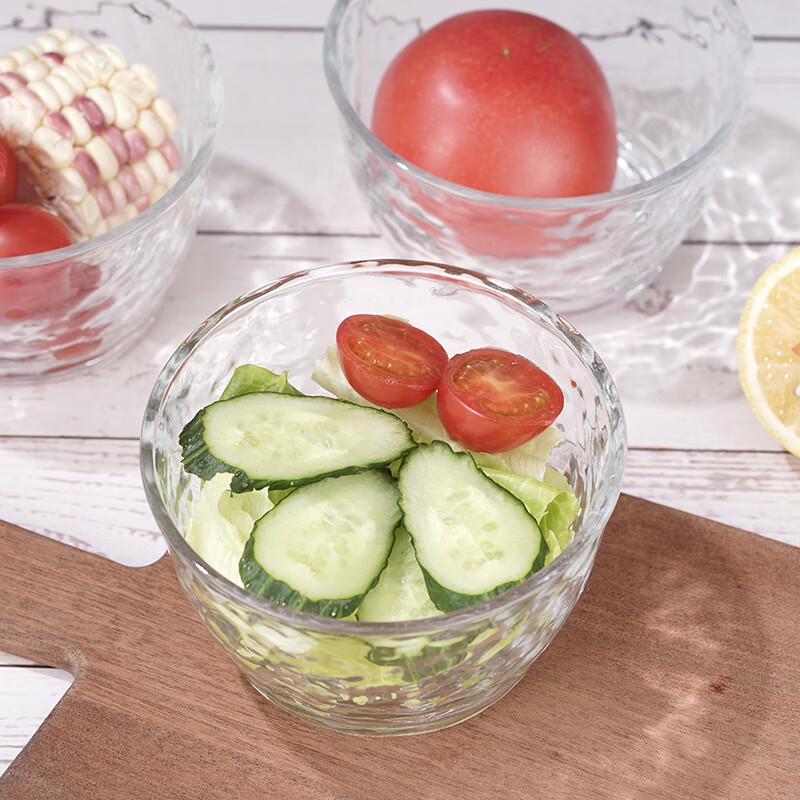Młotkowana szklana miska do sałaty 2-częściowy zestaw prezentowy