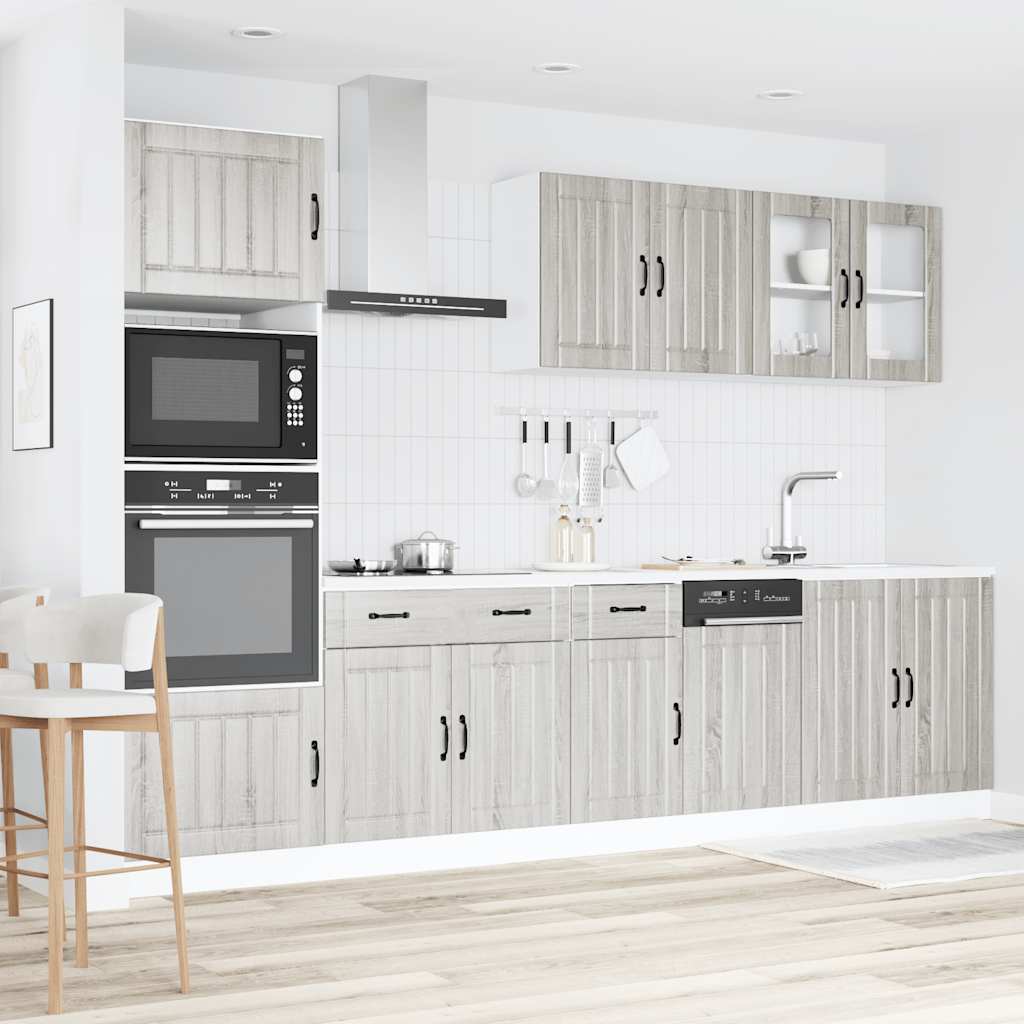 7 Piece Kitchen Cabinet Set Kalmar Grey Sonoma Wood Based Panel