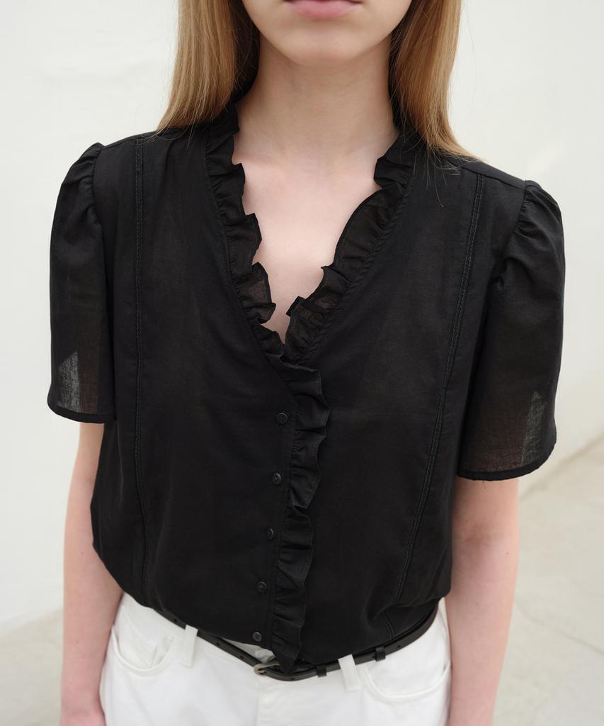 Leuba French Ruffle Blouse - Black