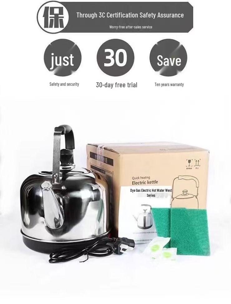 304 Stainless Steel Large Electric Kettle with Auto Power-Off & Keep Warm, Whistle Teapot for Household
