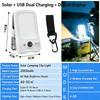Solar USB Rechargeable Clip-On Camping Light, Waterproof LED Tent Lamp 3 Brightness Modes Portable Outdoor Lantern for Hiking Fishing Emergency