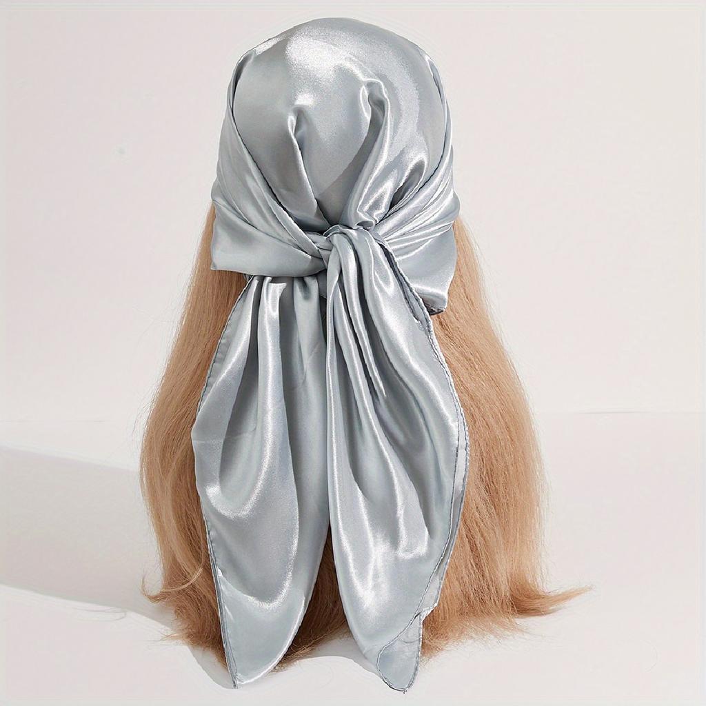 Solid Color Large Bandana Classic Satin Square Scarf Women Imitation Silk Neckerchief Windproof Shawl Head Wrap Hair Accessories