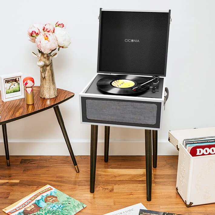 CICONIA Classical Record Table Table Type Record Player Retro Classic Turntable USB Memory Multifunctional MicroSD Card Recording Playback Bluetooth