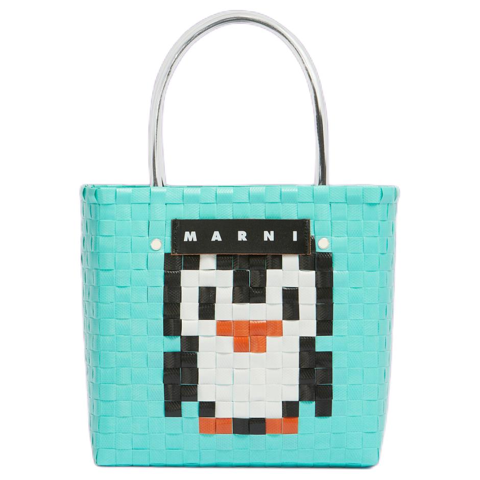 Marni Market Letter Patch Transparent Tube Handle Polypropylene And Polyvinyl Chloride Tote Shopping Bag Women Tote Bags Blue SHMH0063JPRF08100V20 Basic Set (Bag+Dust Bag)