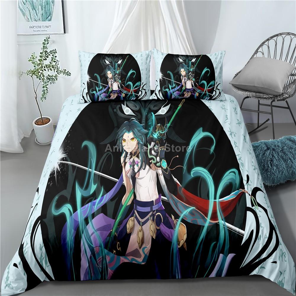 Genshin Impact Bedding Set Game Print Duvet Cover Quilt Soft Duvet Cover Sets Home Textile Queen King Size Girl Kids Room Decor