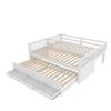 =(WX000121AAK)Etagenbett 90x200cm, Hausbett, Rahmen aus Kiefernholz und MDF mit Leiter und Ausziehbett und 3 Schubladen, Ohne Matratze, Weiß