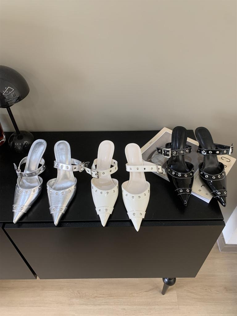 Pointed Belt Buckle Thin Heel Sandals Women's 2025 Summer New Belt Buckle Single Shoes Bag Head Empty Temperament High Heels