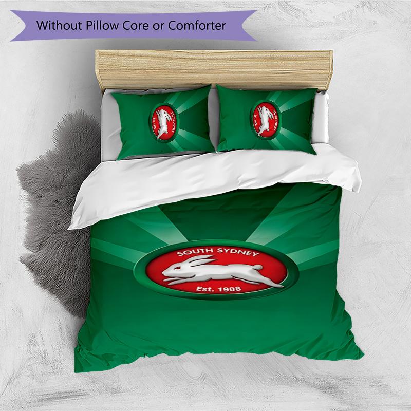 South Sydney Rabbitohs Set Lenzuola Stampato 3 Pezzi Copripiumino Morbido Traspirante Federe Set Lavabile Decorazione Camera da Letto Regalo per la Casa