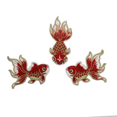 Cartoon Animal Embroidery Patches: Little Goldfish Fabric DIY Accessories