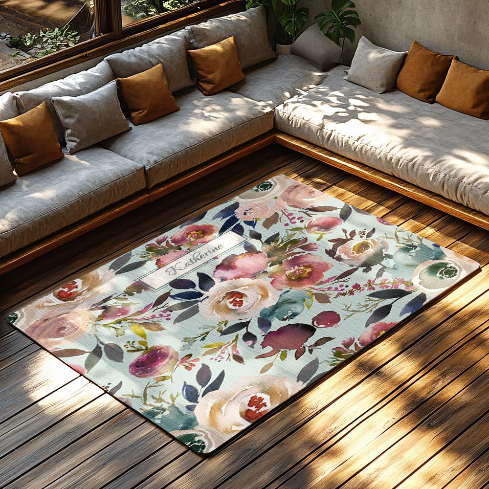 Floral Area Rug Washable Non Slip Indoor Outdoor Mat Home Decor Kitchen Carpet Modern Abstract Design Living Room Floor Covering