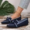 2024 Breathable Lightweight Slip-on Fashion Shoes with Bow, Pointed Toe, and Plus Size Options