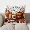 Home Decor Autumn Fence & Pumpkins Decorative Pillow Cover Pattern Cushion Cover Suitable For Sofa Bedroom Car Pillow Cover