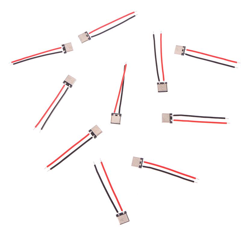 10Pcs Micro Usb Type-C 2Pin Horizontal 2P Simple Soldered Male Plug-In Board Quick Charging Connector