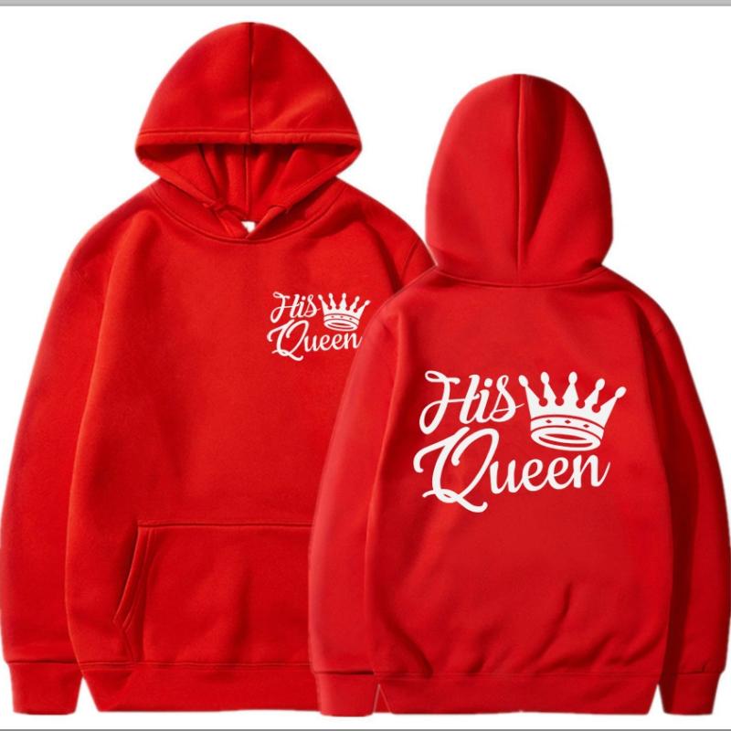 His Queen Printed Hoodie Women Men Casual Fleece Comfortable Fashion O-Neck Long Sleeve Pullover Autumn Winter Oversize Hoodie