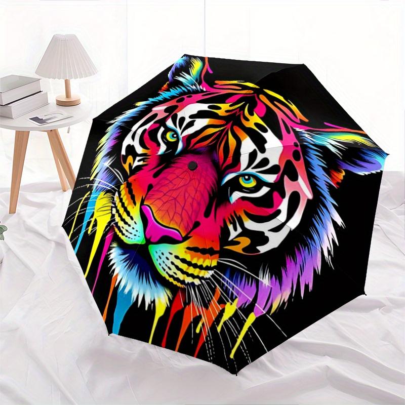 1pc Colorful Tiger Face Automatic Opening and Closing Umbrella R019